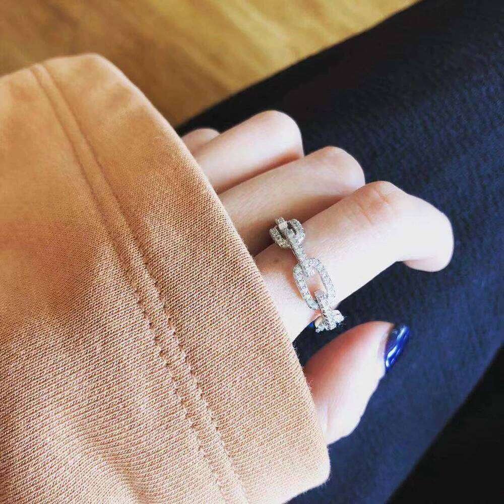 925 Sterling Silver Classic Link Chain Shape Simulated Diamond Stackable Ring for Women Crystal Zircon Engagement Rings H260312