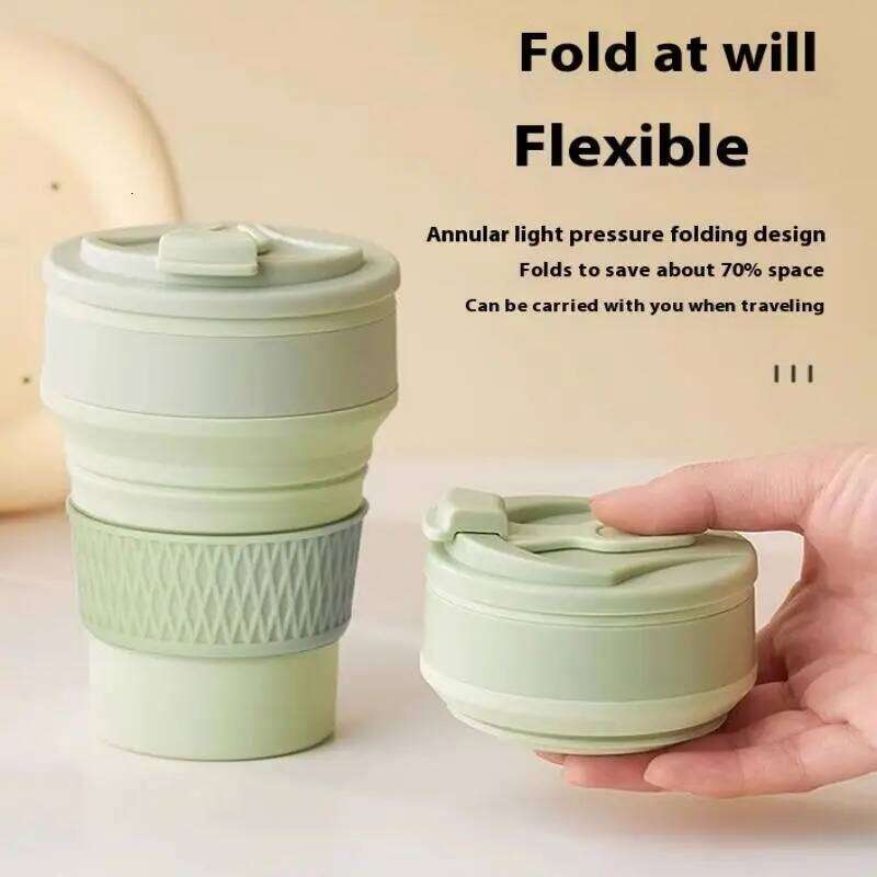 350ml Folding Silicone Cup Coffee Mugs Collapsible Water Cups BPA FREE Food Grade Flask Travel Insulated Bottle Z260313