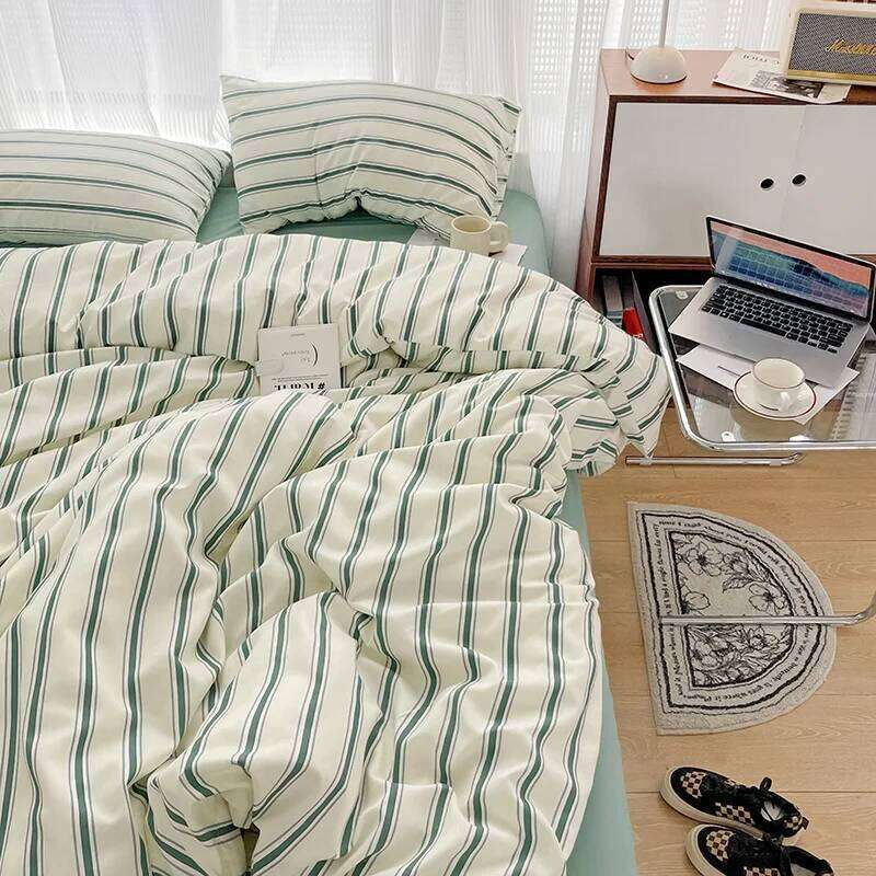 Modern Stripe Home Set, Pillowcase Flat sheet Bed Linens Duvet Cover,twin Full Queen Double Adult Bedding Drop Shipping H260312 - view 5