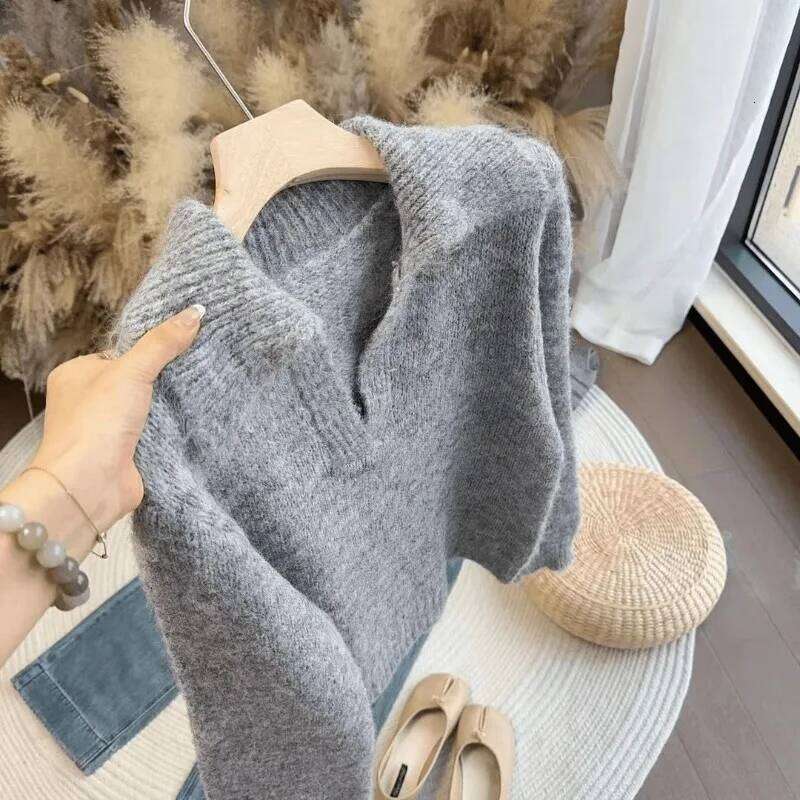 Wool French Gentle Pullover Long Hair Knitted New Style Sweater Women's Autumn Winter Loose and Lazy Top Z260314