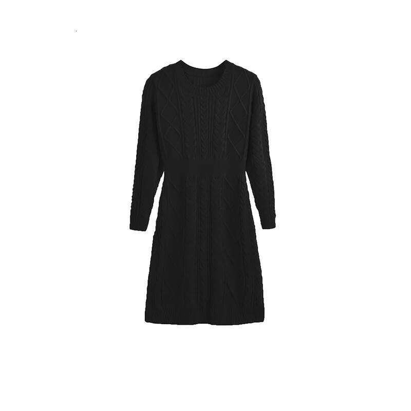 Interior Slimming Black Knitted for Women's Autumn and Winter New Item Small Slim Fit Hip Hugging Stylish Wool Dress Z260314