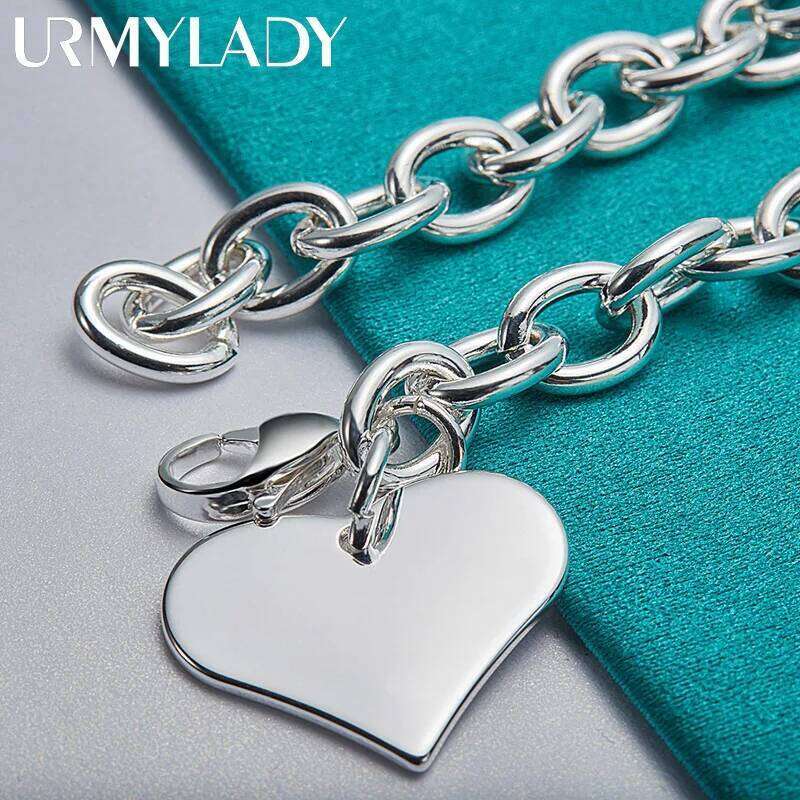 URMYLADY 925 Sterling Silver Love Heart Pendant Bracelet For Women Wedding Party Fashion Jewelry Z260313