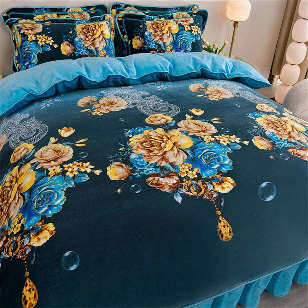 Light Milk Four-Piece Sets Winter Thickened Class A Bedding Set Warm Fleece Home Anti-static Duvet Cover Bed Sheet H260311 H260312 - view 6