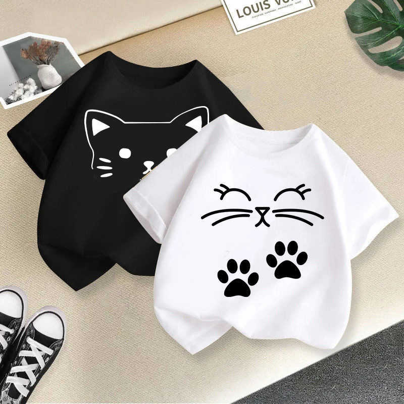 Women's T-Shirt Girls' T-shirt, children's printed cute loose short-sleeve summer round-neck versatile top, children's clothing