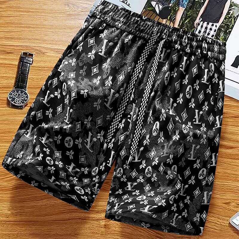 American-Style Ice Silk Casual For Men, Summer Thin Loose-Fitting Large-Size Knee-Length Beach Shorts Asia Size