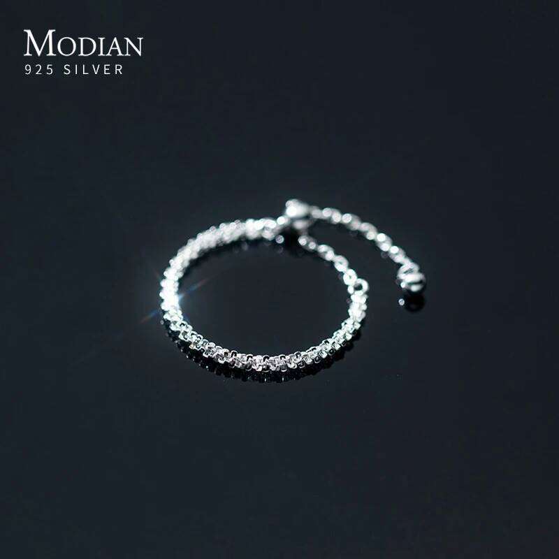 Modian 2021 New Real 925 Sterling Silver Dazzling Cute Adjustable Chain Finger Rings For Women Wedding Jewelry Accessories Anel H260312