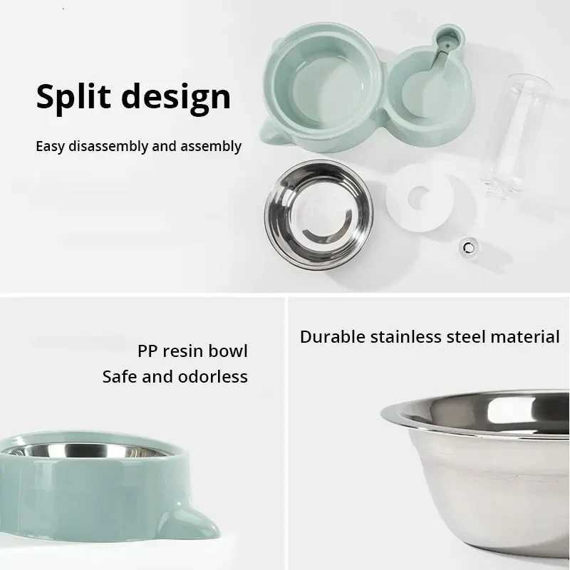 New 2-in-1 Cat Bowl Water Dispenser Automatic Water Storage Pet Dog Cat Food Bowl Food Container with Waterer Pet Waterer Feeder H260313
