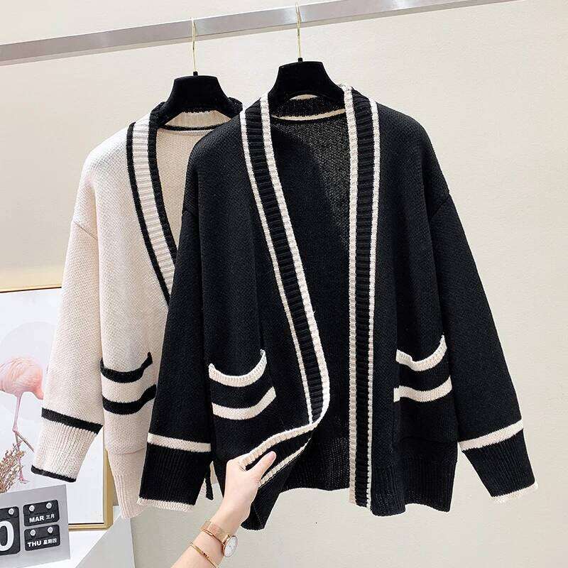 Varsity Cardigan Women Soft Knitted Open Front Sweater Jacket Cardi Collaege Student Girl Fall Winter Preppy Style Suter Ligero Z260313
