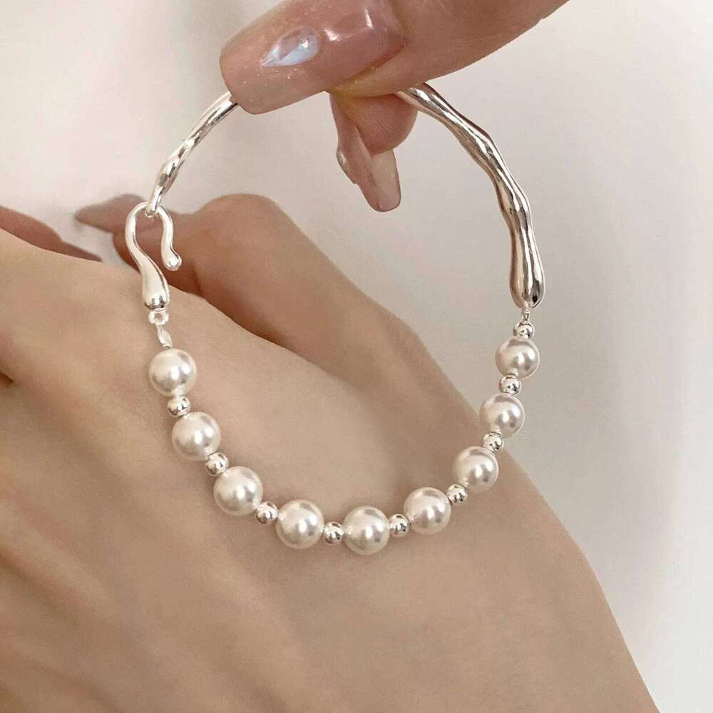 Luxury 925 Sterling Silver Knots Pearl Bracelet For Women Vintage Irregular Metal Charm Bracelets Fashion Party Jewelry Gifts Z260313