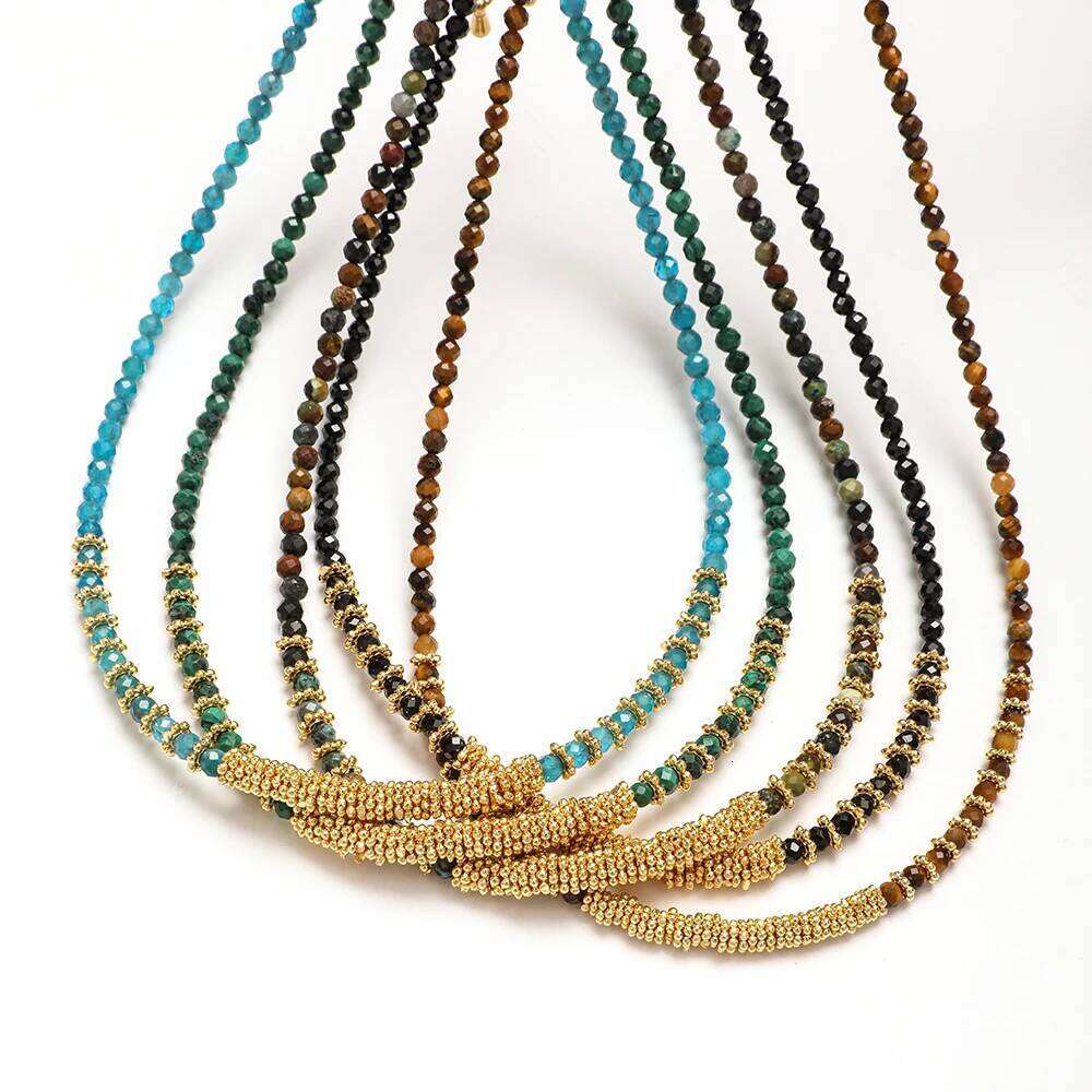 ZMZY Small Stone Beaded Necklace 2-3mm Faceted Natural Quartz Female Fashion Party Choker for Women Girl Jewelry Gift H260312