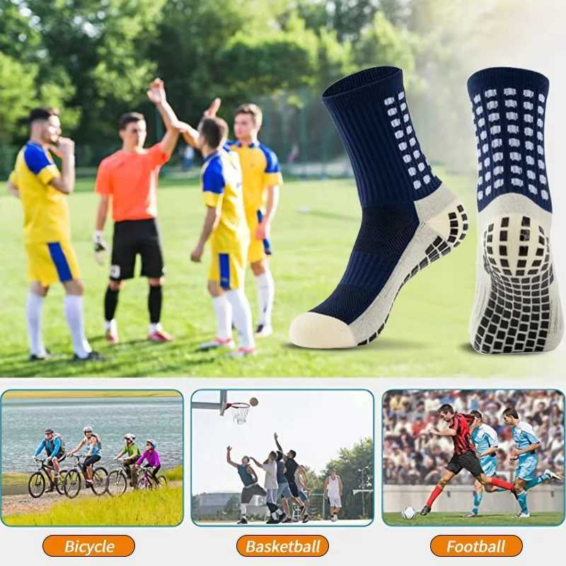 Anti-slip Football Socks Non-slip Soccer Basketball Tennis Outdoor Sport Socks Grip Cycling Riding Men Socks D260313
