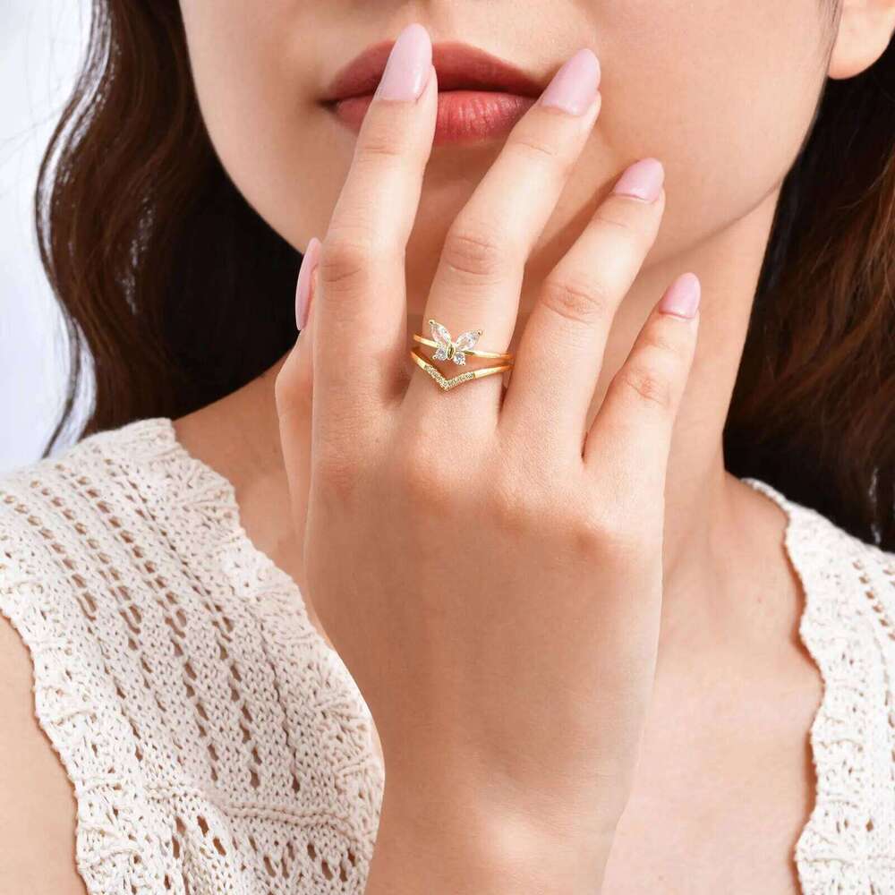 Vnox Gemstone Flower Heart Rings For Women Girls, Metal Zircon Wedding Party Open Ring, Jewelry Elegant Accessories Gift H260312