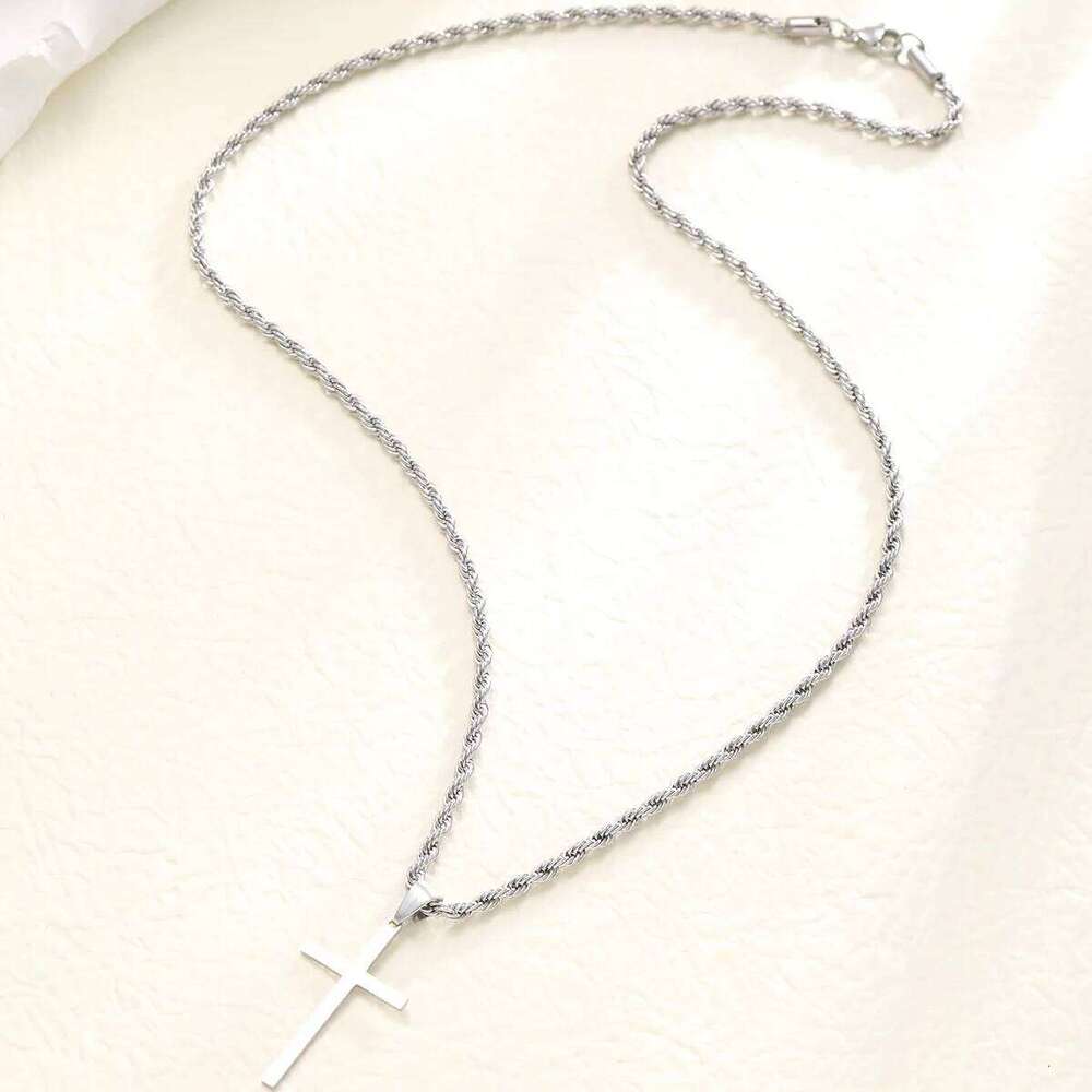 New Stainless Steel Cross Pendant Necklace for Men Women Minimalist Gold Color Jewelry Male Female Necklaces H260312