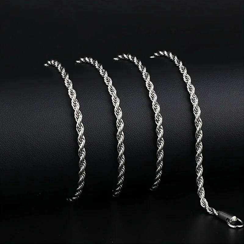 8Pieces Men Stainless Steel Necklace Set Stylish & Durable Accessories Casual Wear ldeal Gift for Trendsetters H260312