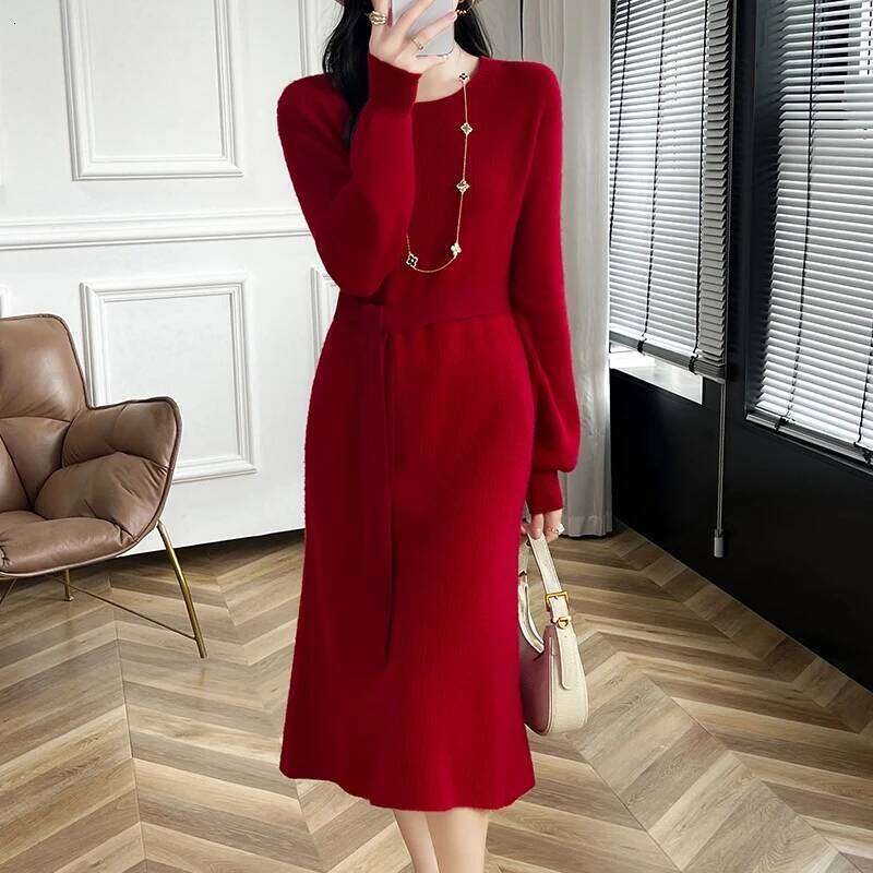 FRSEUCAG 100% wool knitted O-neck sweater slim fit long style women's pullover full sleeve dress hot selling S-XXL Z260313