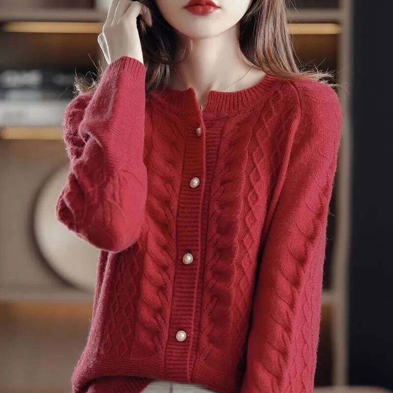 Cashmere Sweater Cardigan Women Single Breasted Long Sleeve Elegant Vintage Jumper Solid Wool Knitted Autumn Winter Outwear Z260313