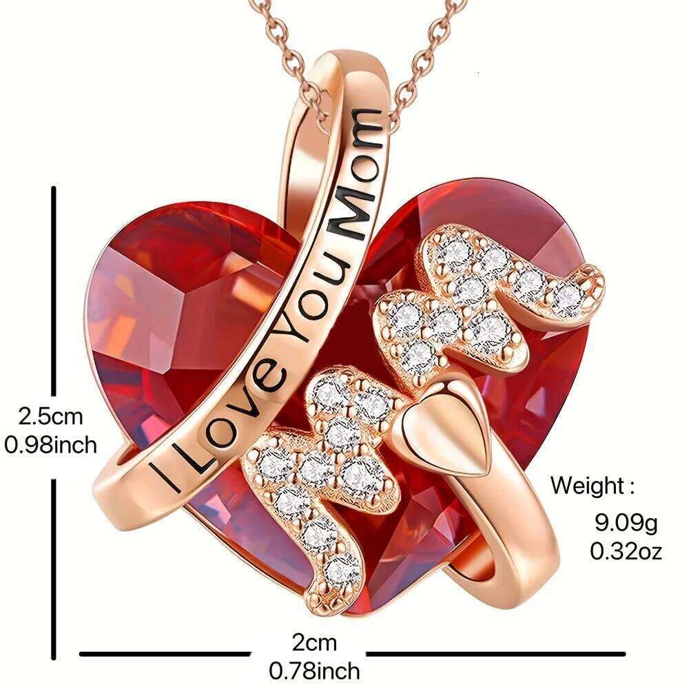 Mom Gift Jewelry Heart Red/Blue Pendant Fashion Mother's Day Necklace Women Mother H260312