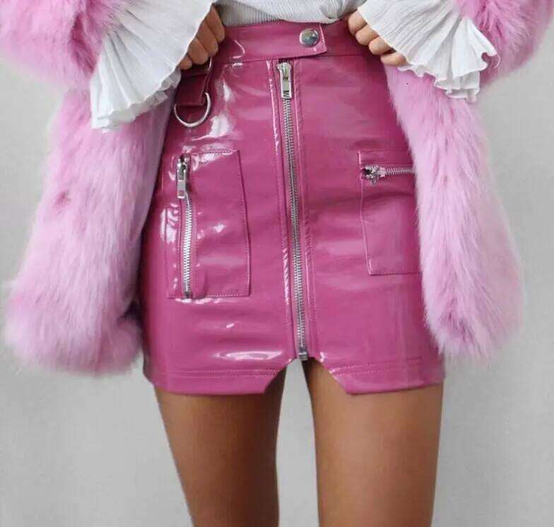 Summer New Sexy Pocket Zipper PU Irregular Hip Wrap Skirt for Women Z260314