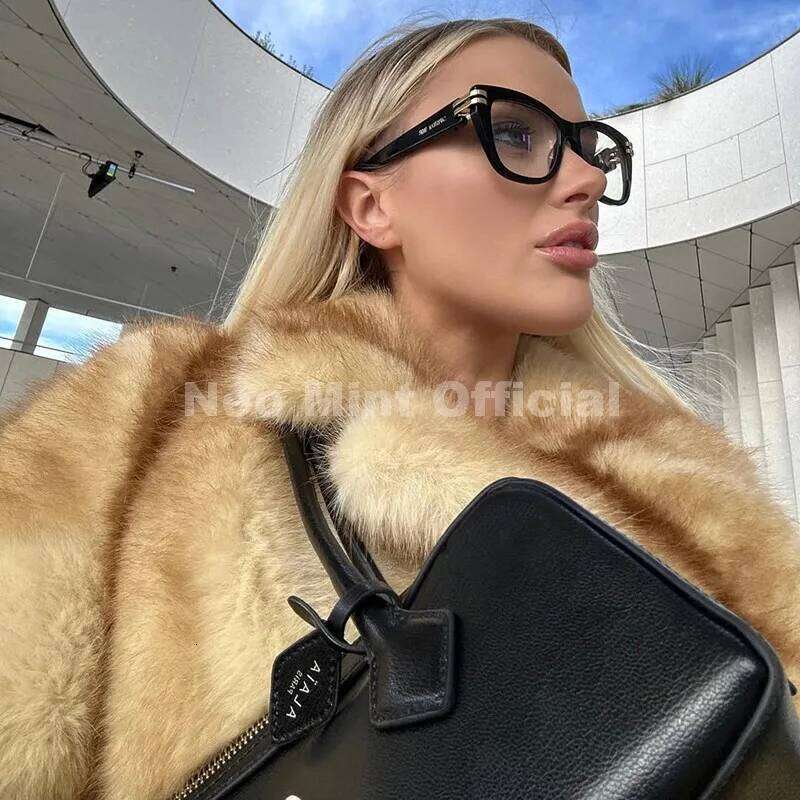 Neo Mint Runway Fashion Yellow Striped Maxi Long Faux Coat Jacket Women Winter Brand Fluffy Fox Fur Overcoat Girls Outerwear Z260313