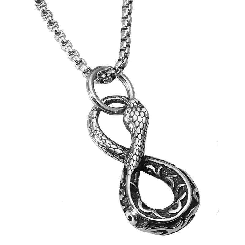 Vintage Punk Snake for Women Men Infinity Symbol Neck Chains Gothic Style Animal Charm Pendant Necklace Jewelry H260312