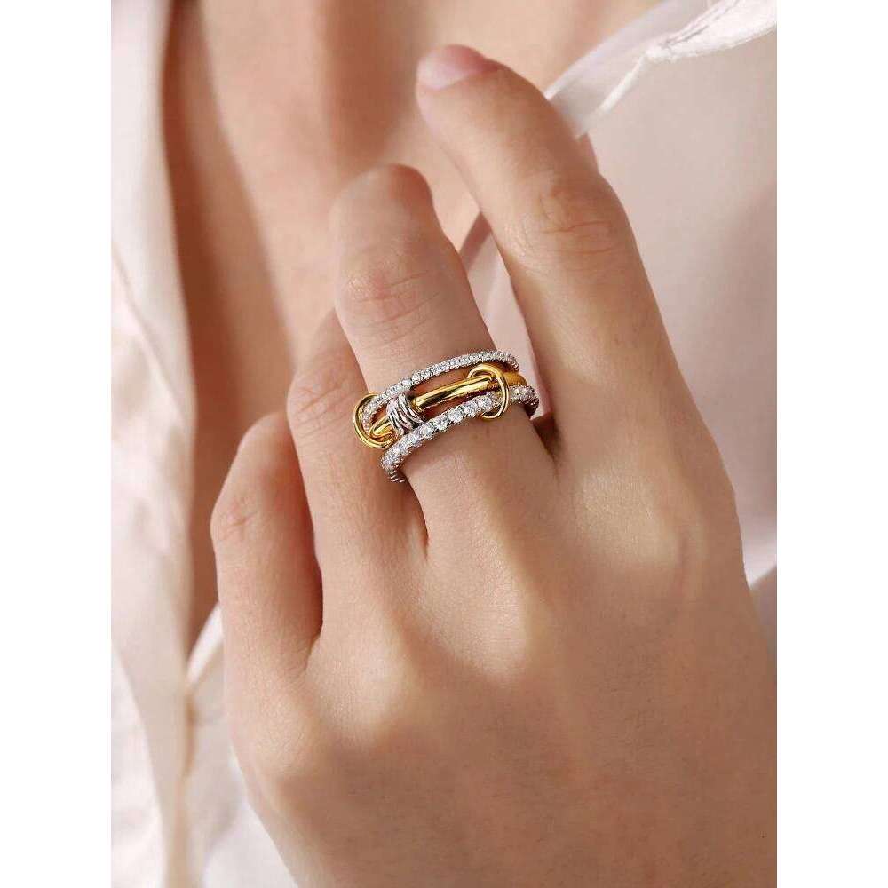 925 Sterling Silver Personalized Luxury Interlocking Stacked Ring For Women Daily Outfits Fashionable High Quality Fine Jewelry H260312