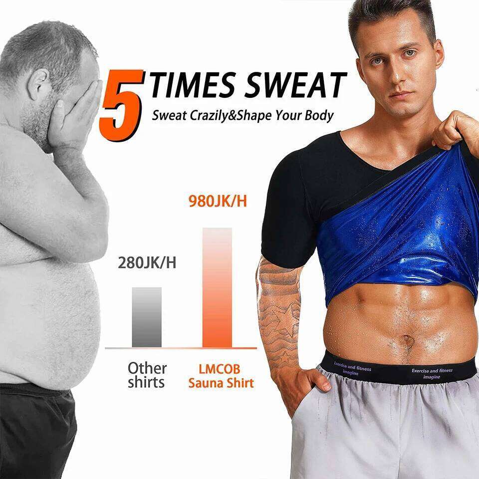 Men Compression Sauna Shirt Thermal Shapewear Fitness Sweat Body Shaper Accelerate Sweating Shirts Workout Gym Sportswear Tops 26Y0313