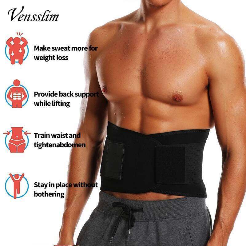 Vensslim Slimming Compression Sauna Sweat Trimmer Belt Men Waist Hot Thermo Neoprene Slim Corset Body Shaper Strap Band 26Y0313