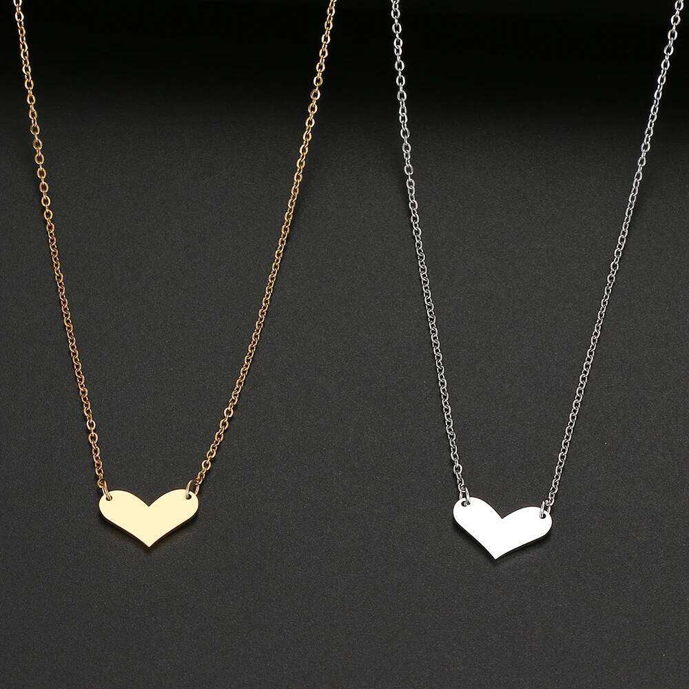 Stainless Steel Necklaces Small Flat Heart Pendants Chain Choker Fashion Necklace For Women Jewelry Wedding Party Gift H260312