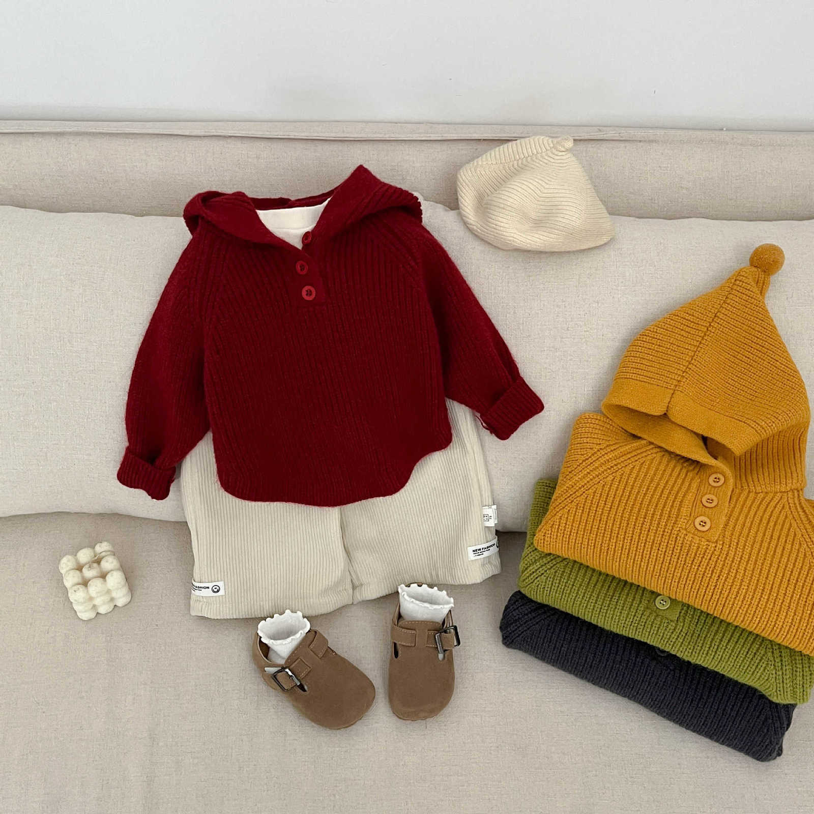 Women's Knits & Tees Korean children's clothing, thickened sweaters for spring and autumn new stylish hooded pullover knit tops for boys and