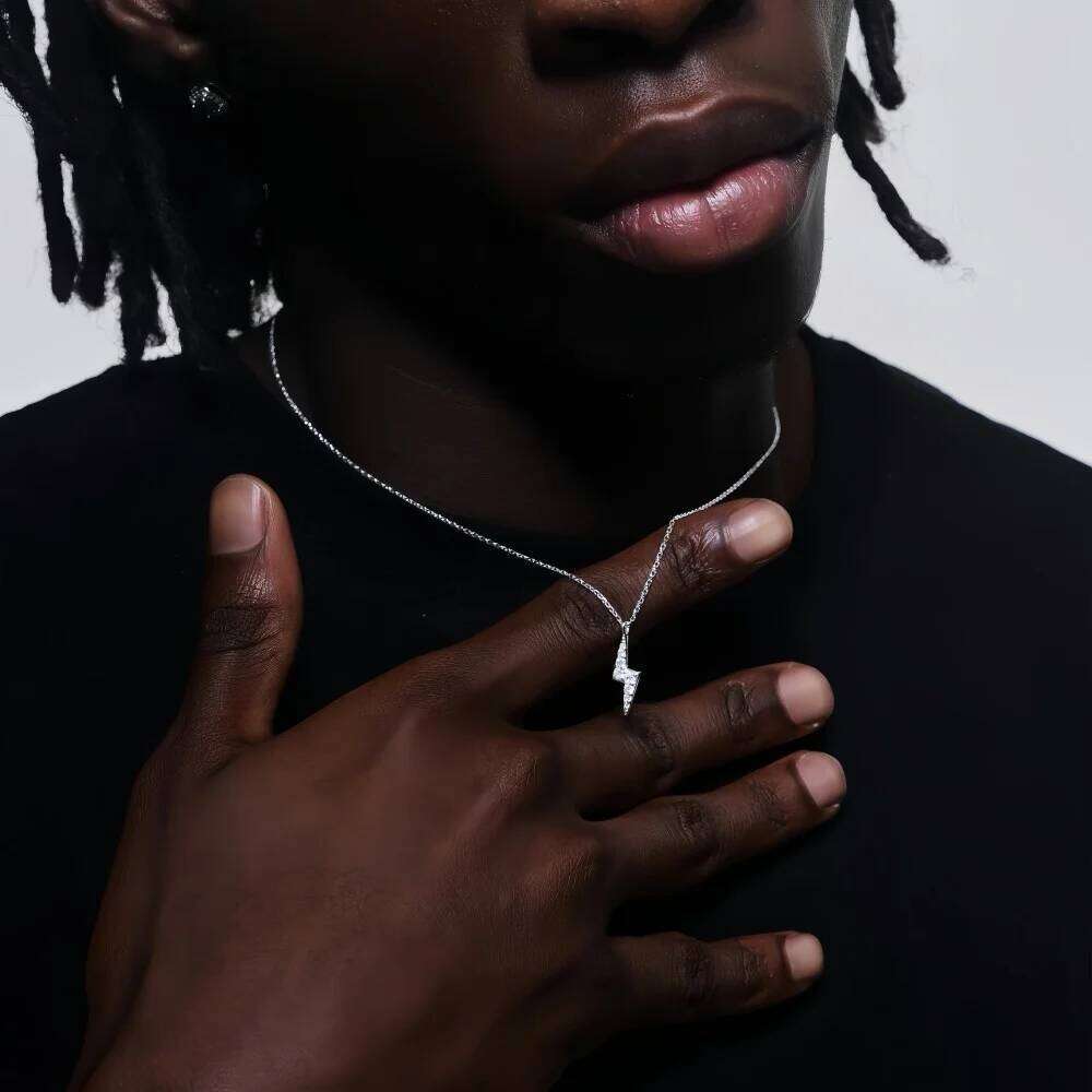 Hip Hop Men Zircon Stainless Steel Lightning Pendant Simple Punk Necklace For Women Retro Party Jewelry H260312