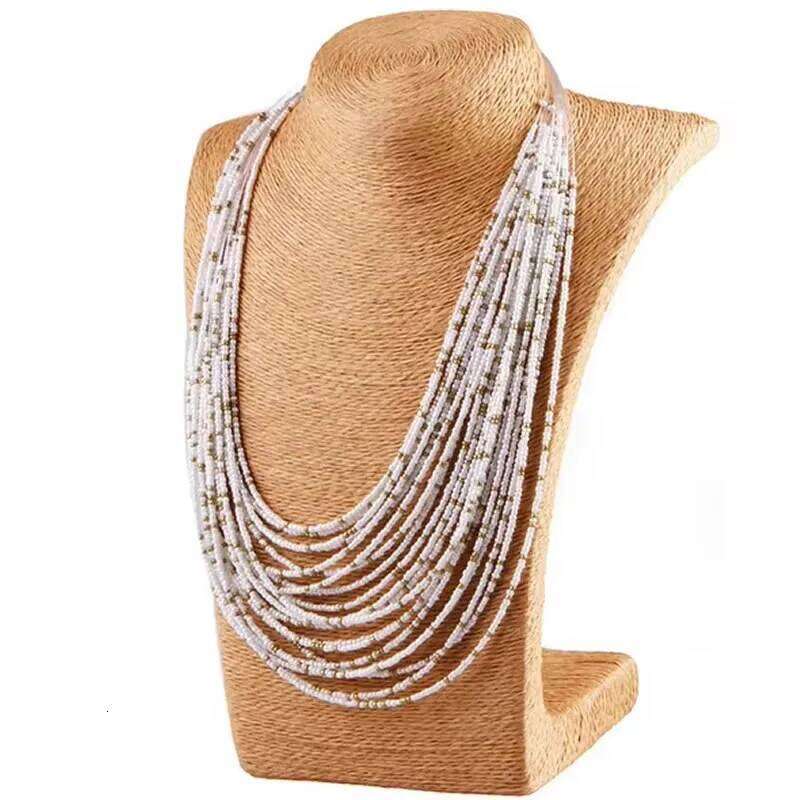 Multi-layered Handmade Seed Beads Waterfall Shaped Tassels Necklaces for Women Boho Jewelry Holiday Party Gifts H260312