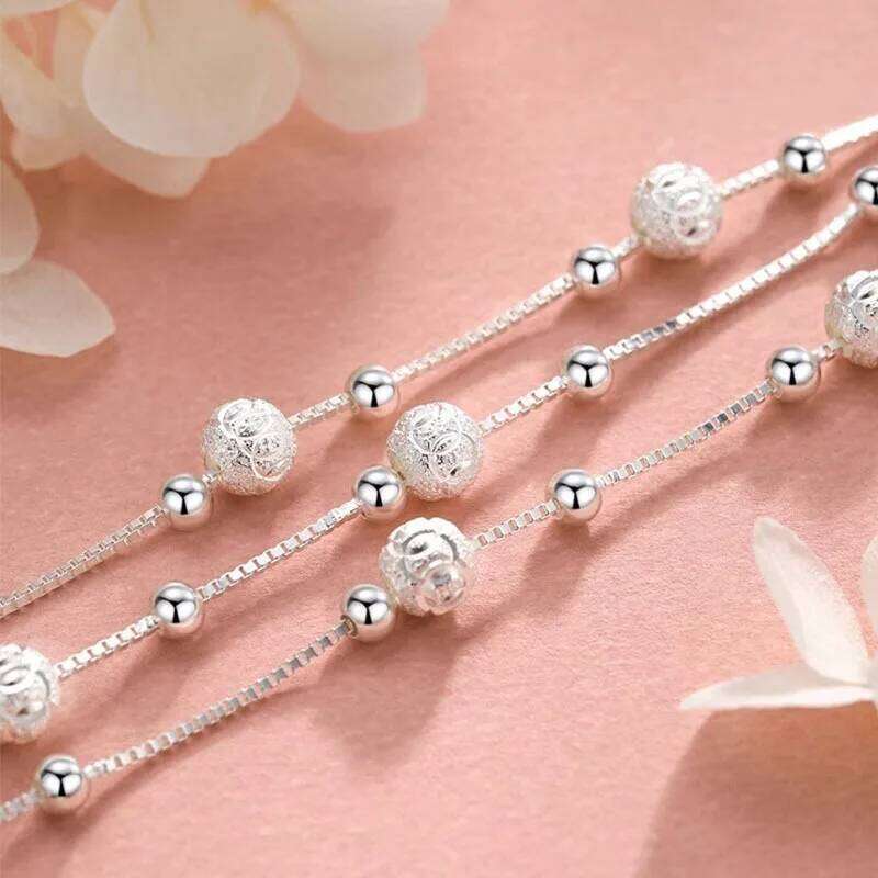 925 Sterling Silver Lucky Bead Bracelets Woman Fashion Elegant Multi-layer Adjustable Ball Bracelet Luxury Party Jewelry Gifts Z260313