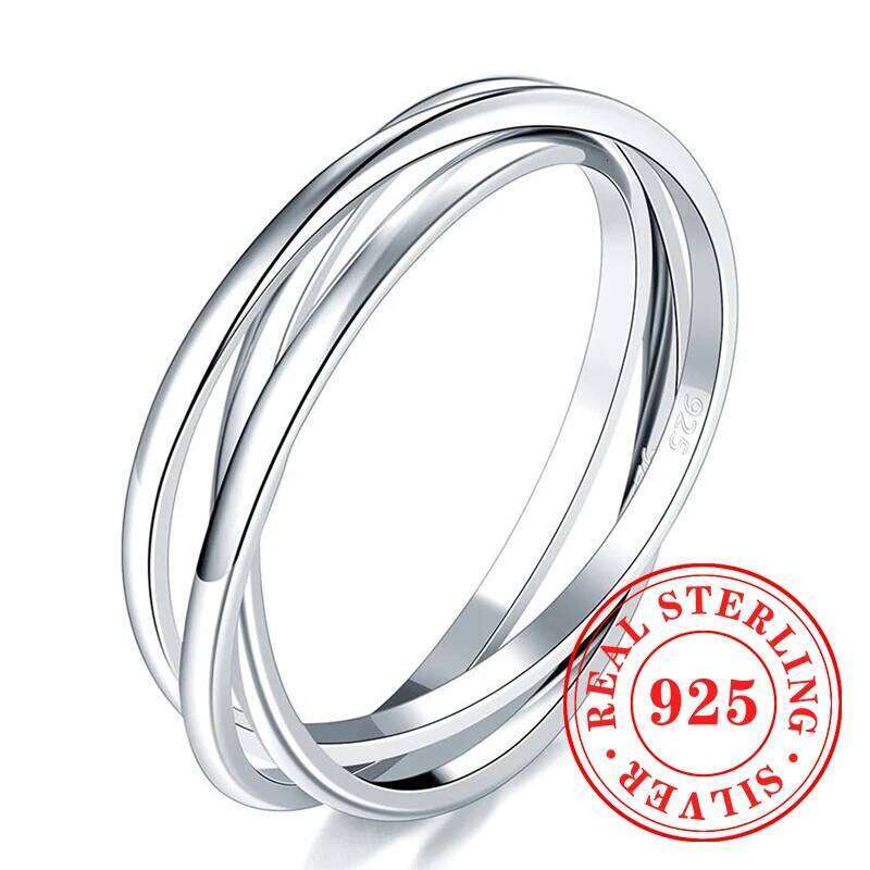 Huitan New 3 Circle Linked Design Rings 925 Sterling Silver Trendy Temperament Accessories for Women Delicate Chic Party Jewelry H260312