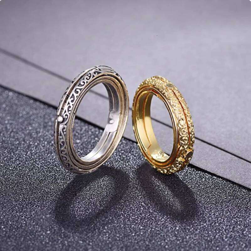 Retro Astronomical Sphere Ball Ring Letter Ring, Foldable and Open To Rotate, r Jewelry Gift H260312