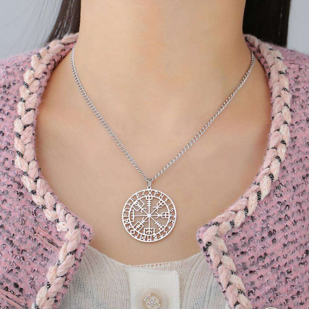 Dawapara Vegvisir Pendant Nordic Viking Runes Compass Necklace Protection Amulet Stainless Steel Jewelry H260312