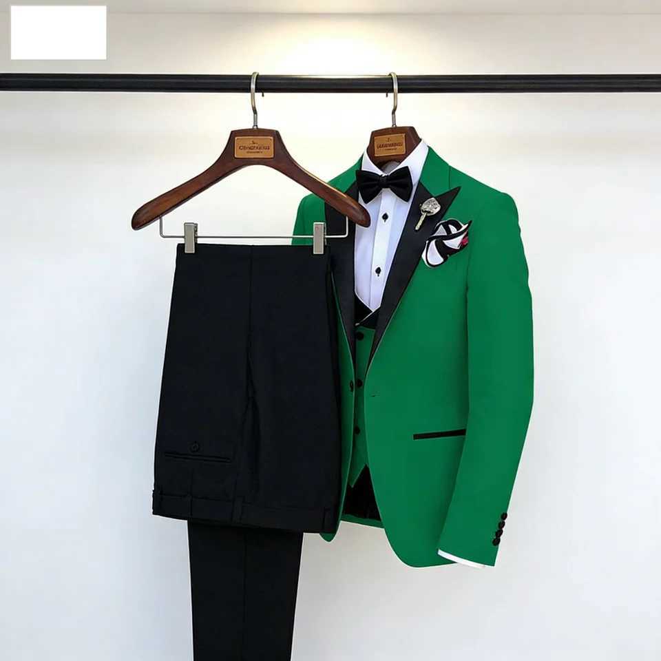 Novo 3-Piece Mens Formal Terno Business Suit with Notched Lapel Slim Fit Smoking Jacket Blazer for Wedding Party M260313