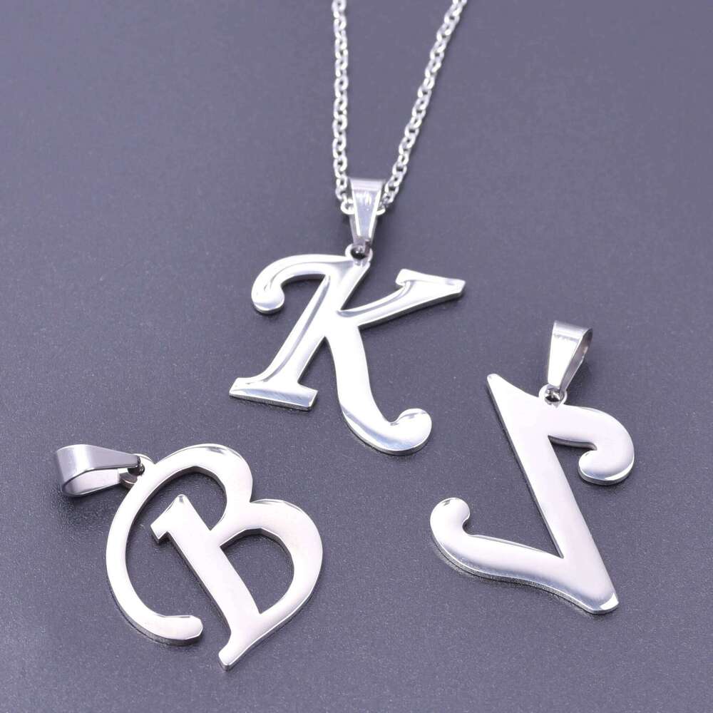 26 Letters Necklace Stainless Steel Initial Necklaces For Women Men Pendant Big Alphabet Chain On The Neck Choker Cadenas Hombre H260312