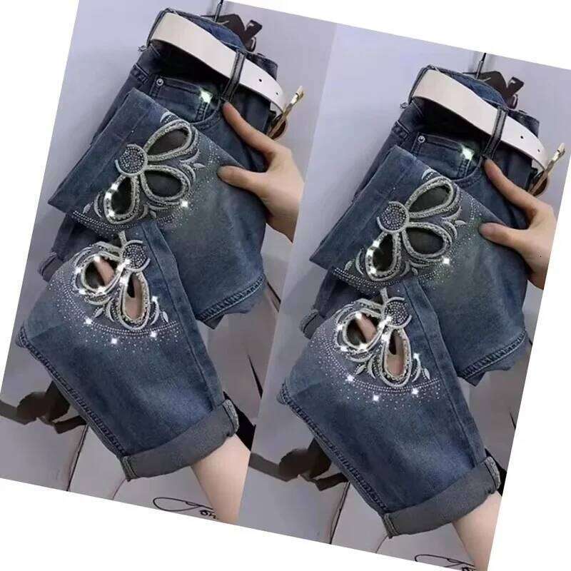 New High Summer Elastic Waist Women's Korean Version Of Loose Straight Harem Denim Broke Jeans Pants Female Z260313