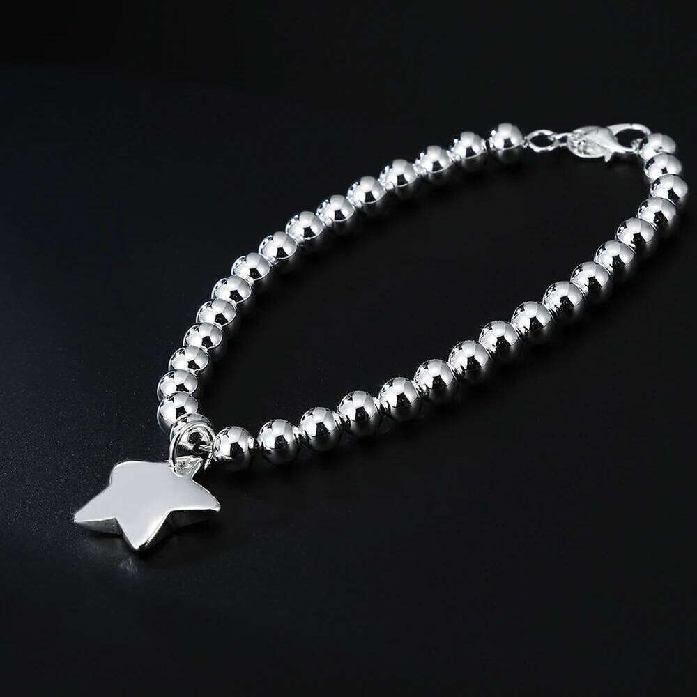 925 sterling silver 4MM Bead Chain Star Pendant Bracelets for women Fashion Party Wedding Accessories Jewelry Gifts Z260313