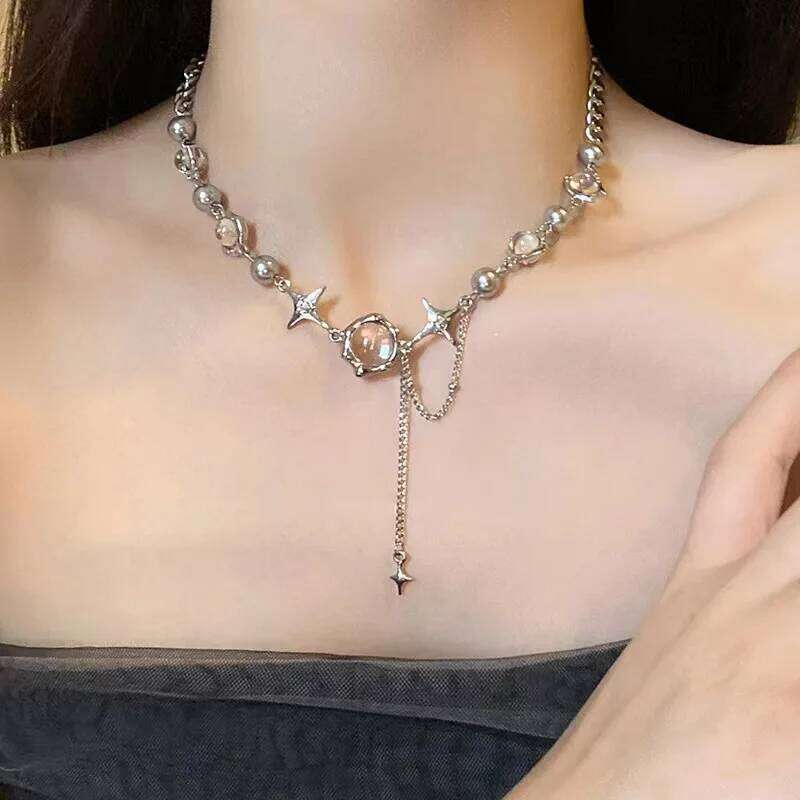 New Design Exquisite Star Geometric Crystal Chains Choker Necklaces Korean Fashion Shiny Jewelry For Women Anniversary Wedding H260312