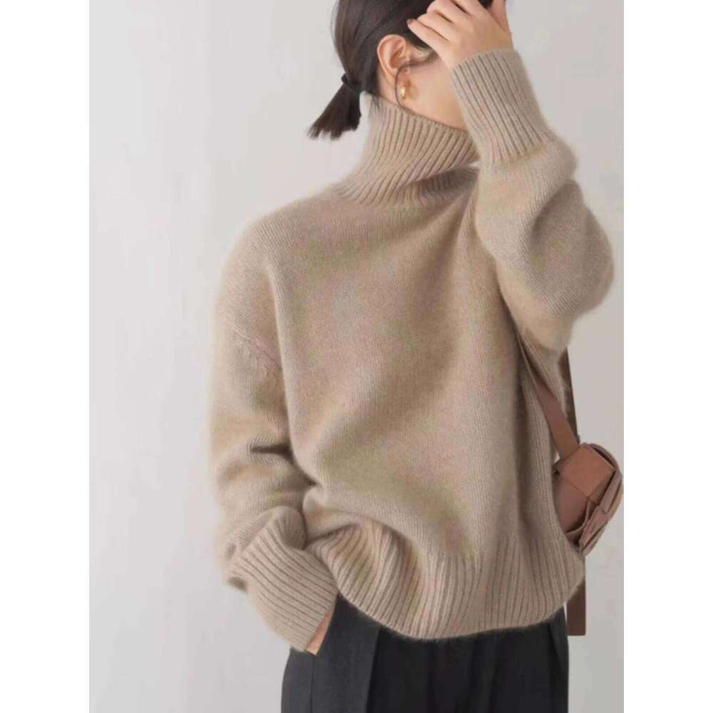 2024 Autumn and Winter New Thick Cashmere Women High Neck Pullover Warm Loose Knitted Base Sweater Jacket Tops Z260313