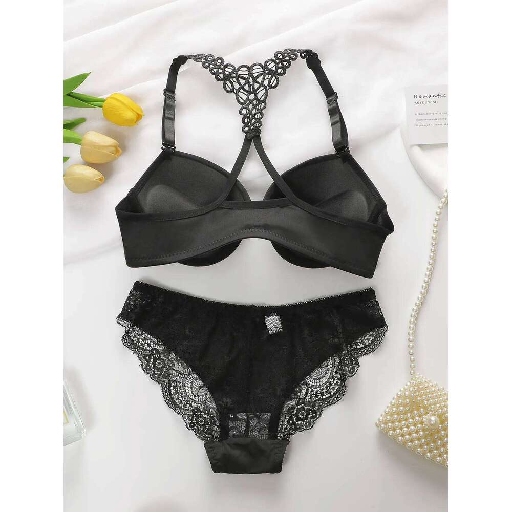 Ladies' black red blue with steel rims front buckle beautiful back pull up bra underwear set A2128