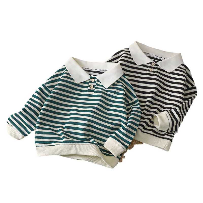 T-shirts Children's Spring and Autumn Clothing Boys' Baby Sweatshirt New Korean Style Fashionable Casual Striped Top for Young Children