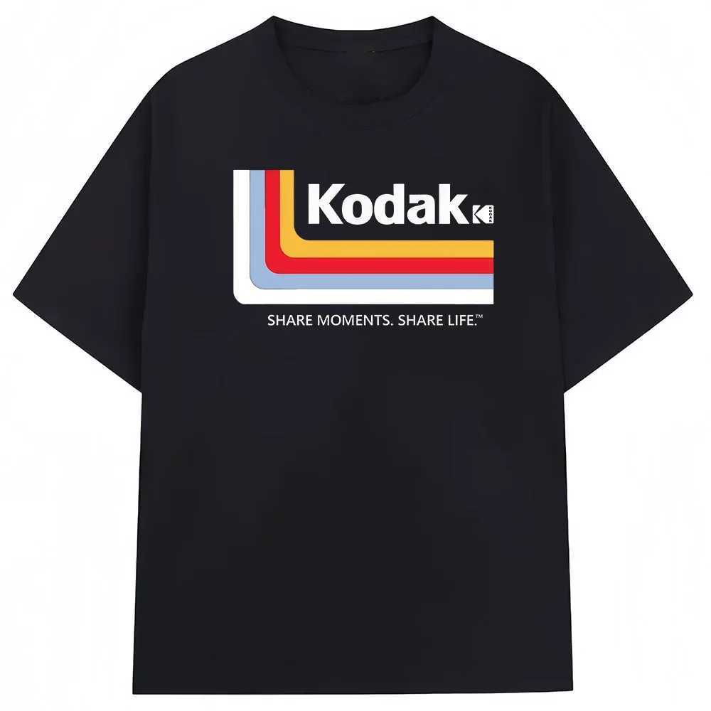 Kodak Summer Brand Fashion Color Print 100 Cotton Versatile Mens T-shirt Daily Sports Sweat-absorbing Breathable Short Sleeve D260313