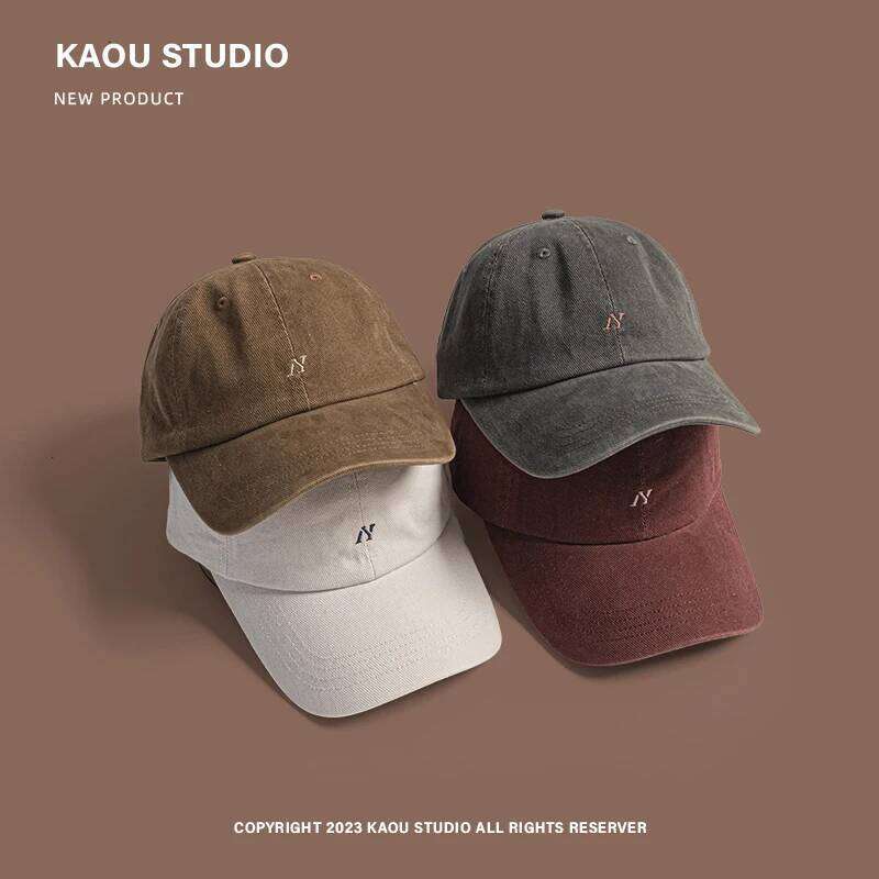 N Letter Simple Embroidered Hat for Women Large Size Casual and Versatile Couple's Peaked Sun Baseball Cap Z260314