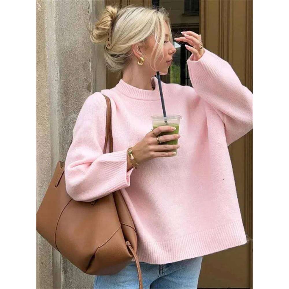 Tossy Pink Knitwear Sweater For Women Long Sleeve Fashion Loose Patchwork Cute Y2k Top Female Knit Elegant Pullover New Z260313