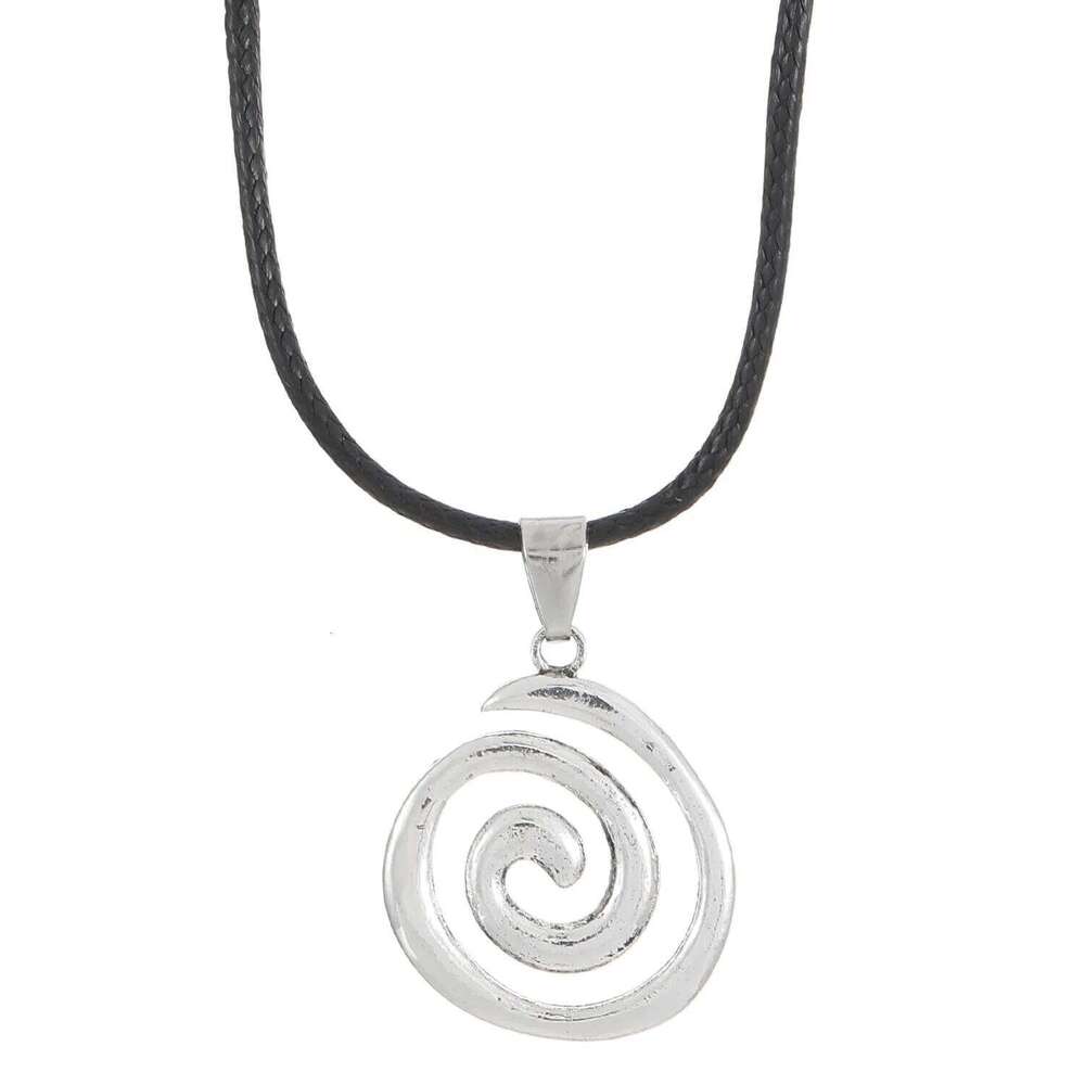 Vintage Fashion Spiral Vortex Pendant Couple For Women Men Gothic Punk Geometric Black Rope Necklace Male Charm Gift H260312
