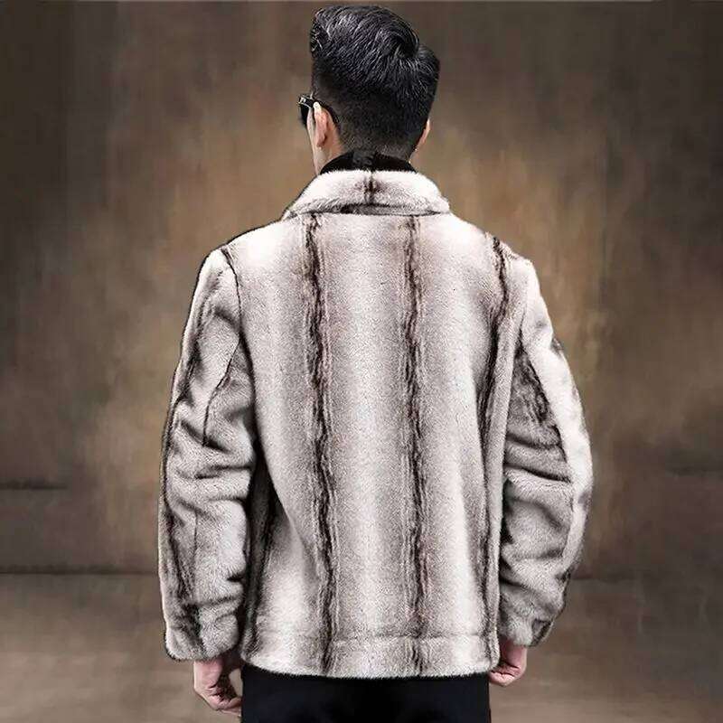Mens Faux Men Ferret Men's Tailored Collar Male Coat Imitation Mink Fur Winter Man Jacket Luxury Z260313