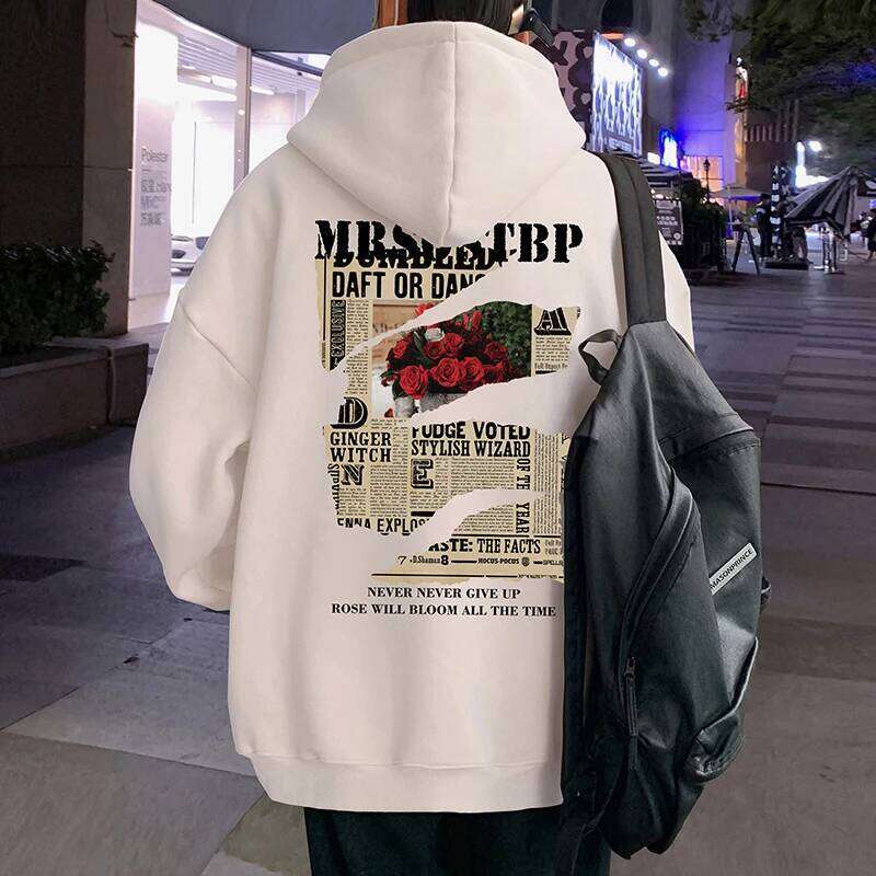 2025 Letter Print Adult Hooded Sweatshirt Spring Autumn New Loose Trendy Brand Oversized Casual American High Street Top Z260314