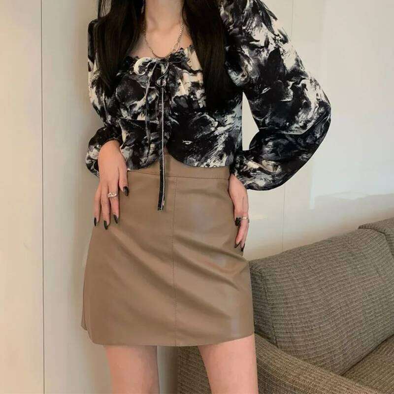 Autumn Winter Women's PU Skirt 2025 New Korean Fashion Slim High Waist Mini Ladies Sexy Bodycom Leather Skirts Z260314